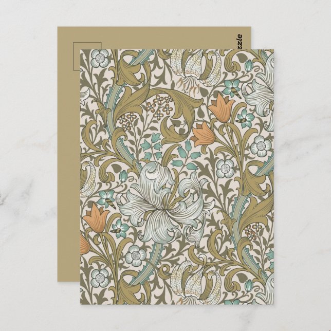 William Morris Golden Lily Blue Gold Classic Postcard (Front/Back)