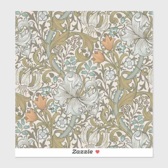 William Morris Golden Lily Blue Gold Classic Sticker (Sheet)