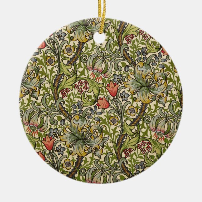 William Morris Golden Lily Ceramic Ornament (Front)