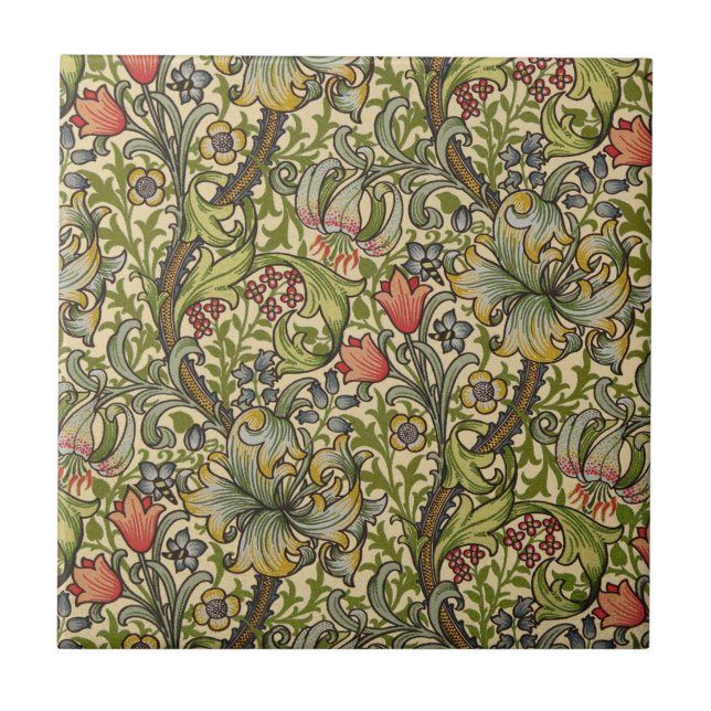William Morris Golden Lily Ceramic Tile (Front)