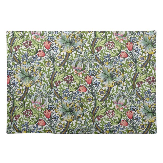 William Morris Golden Lily Floral Chintz Pattern Cloth Placemat (Front)