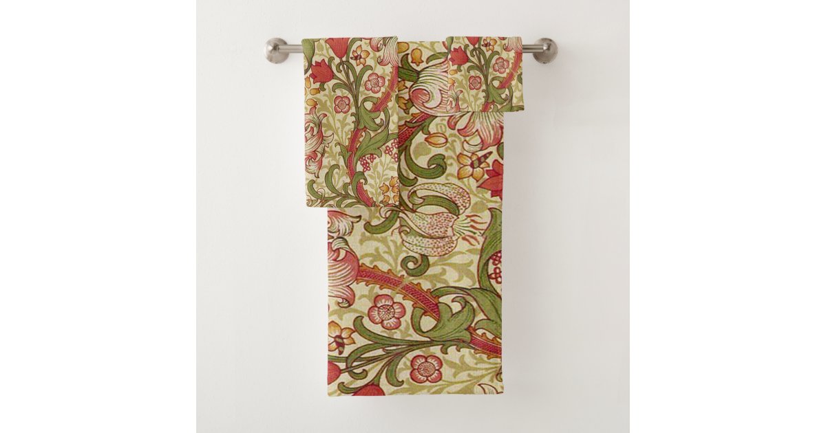 William Morris Golden Lily Floral Pattern Bath Towel Set | Zazzle