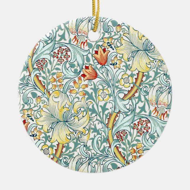 William Morris Golden Lily Floral Pattern Ceramic Ornament (Front)