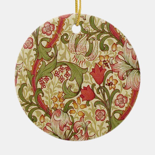 William Morris Golden Lily Floral Pattern Ceramic Ornament (Front)