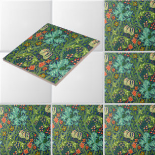 William Morris Golden Lily Floral Pattern Ceramic Tile