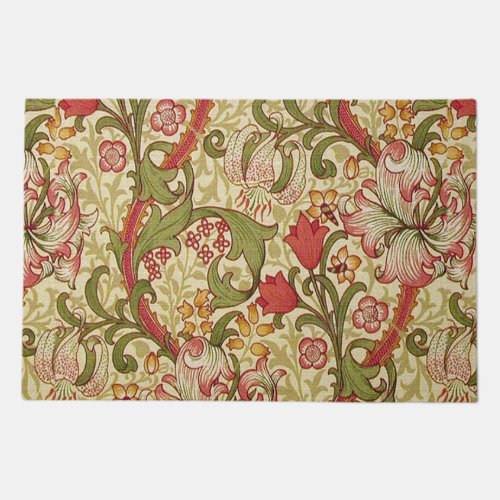 William Morris Golden Lily Floral Pattern Doormat