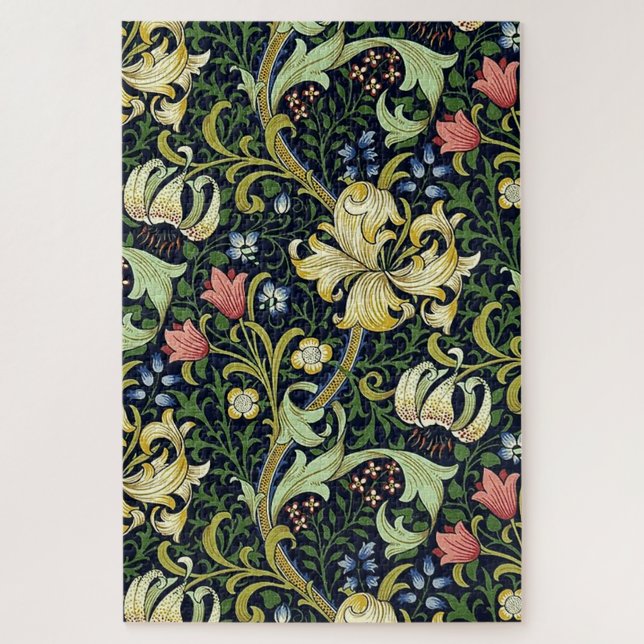 William Morris Golden Lily Floral Pattern Jigsaw Puzzle (Vertical)