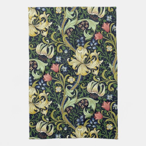 William Morris Golden Lily Floral Pattern Kitchen Towel