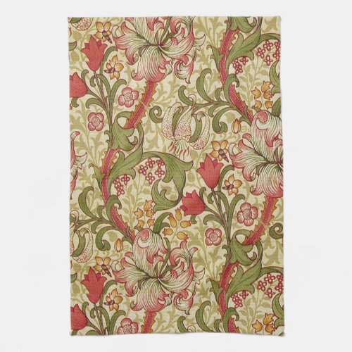 William Morris Golden Lily Floral Pattern Kitchen Towel