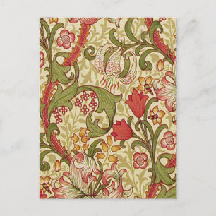 William Morris Golden Lily Floral Pattern Postcard