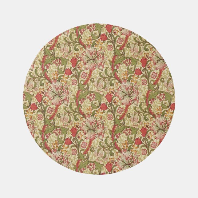 William Morris Golden Lily Floral Pattern Rug (Front)
