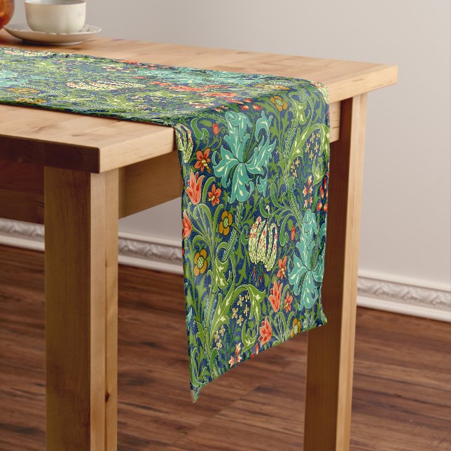 William Morris Golden Lily Floral Pattern Short Table Runner (In Situ)