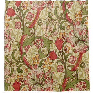 William Morris Golden Lily Floral Pattern Shower Curtain
