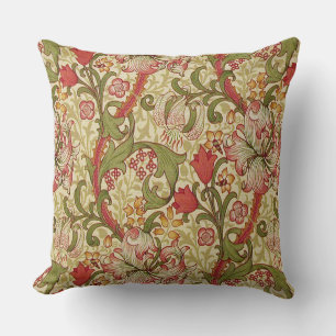 William Morris Golden Lily Floral Pattern Throw Pillow