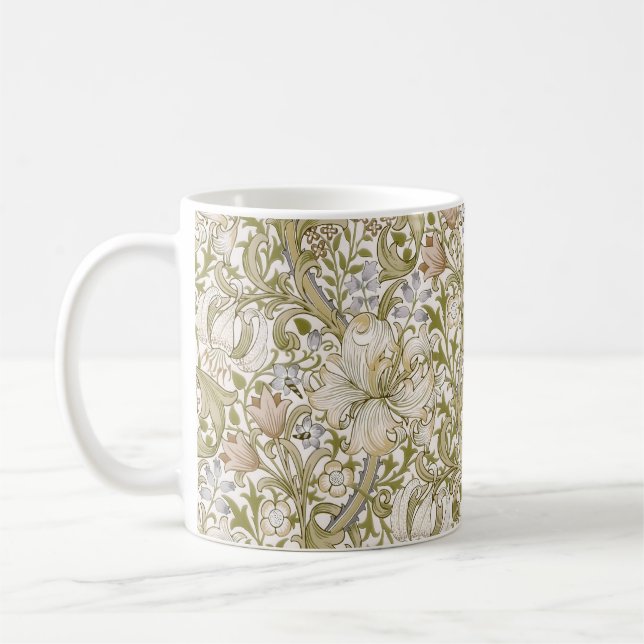 William Morris Golden Lily Garden Flower Classic Coffee Mug (Left)