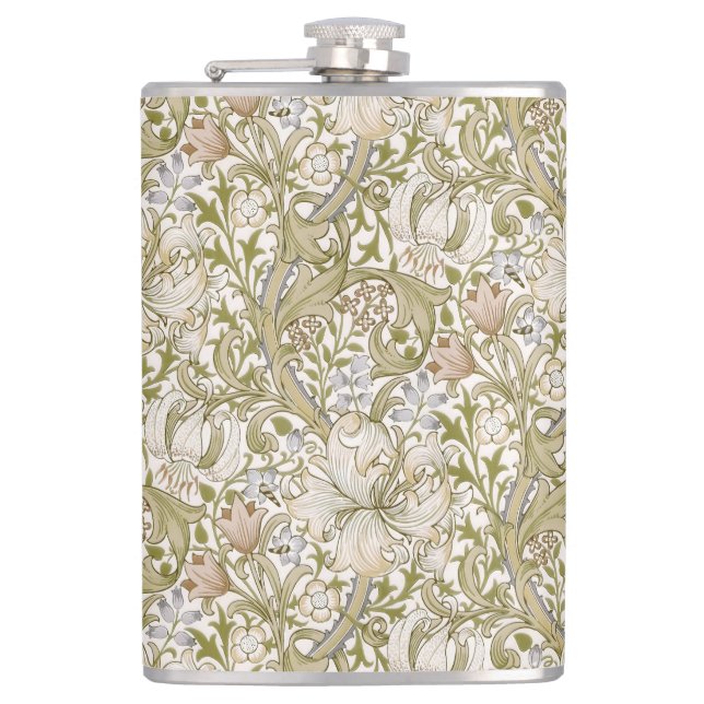 William Morris Golden Lily Garden Flower Classic Flask (Front)