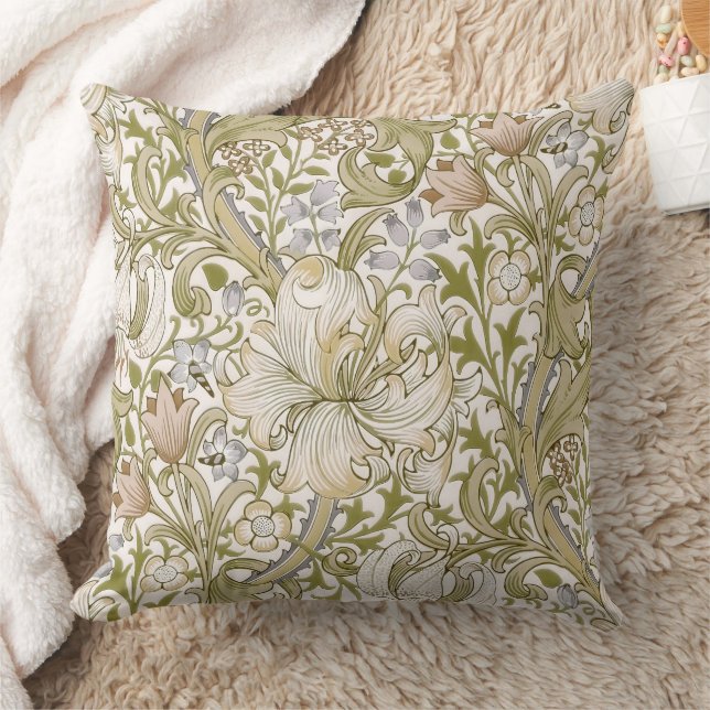 William Morris Golden Lily Garden Flower Classic Throw Pillow (Blanket)