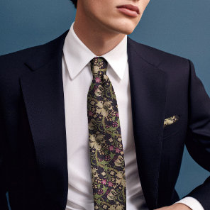 William Morris Golden Lily Purple Green Vintage Neck Tie