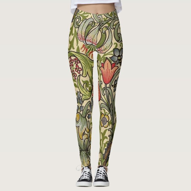 William Morris Golden Lily Restored Pattern Leggings (Front)