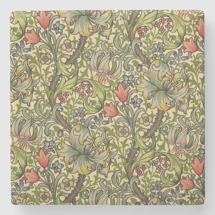 William Morris Golden Lily Stone Coaster | Zazzle