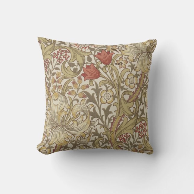 William Morris Golden Lily Throw Pillow (Front)