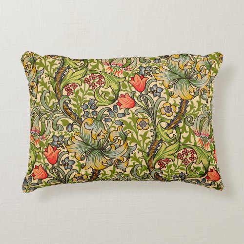 William Morris Golden Lily Vintage Floral Design Accent Pillow