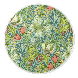 William Morris Golden Lily Vintage Floral Design Ceramic Knob