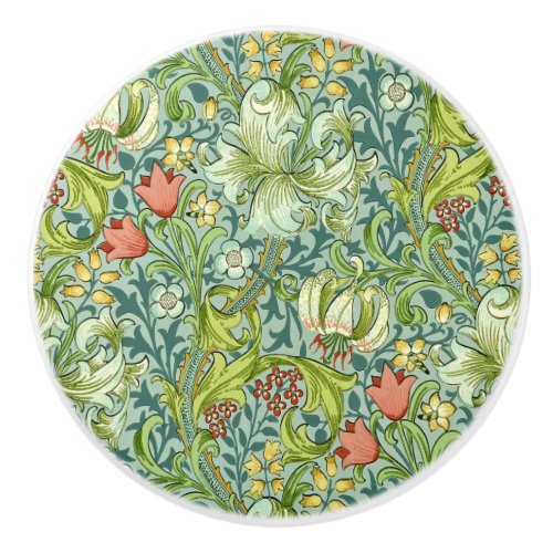 William Morris Golden Lily Vintage Floral Design Ceramic Knob