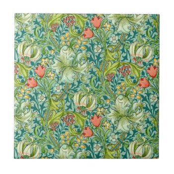 William Morris Golden Lily Vintage Floral Design Ceramic Tile by j_krasner at Zazzle