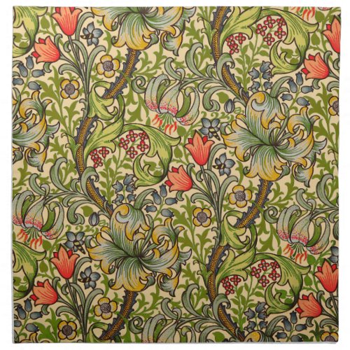 William Morris Golden Lily Vintage Floral Design Cloth Napkin