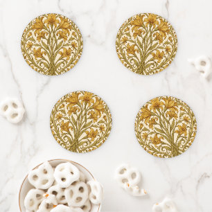William Morris Golden Lily Vintage Floral Design Coaster Set