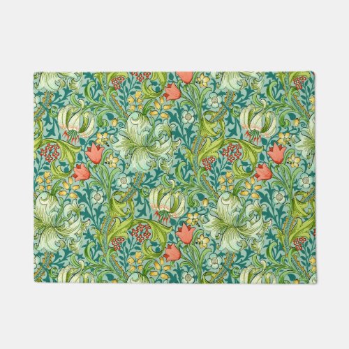 William Morris Golden Lily Vintage Floral Design Doormat