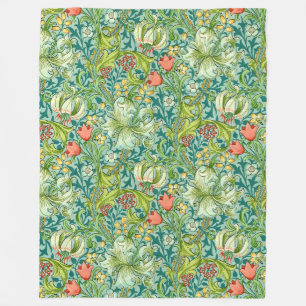 William Morris Golden Lily Vintage Floral Design Fleece Blanket