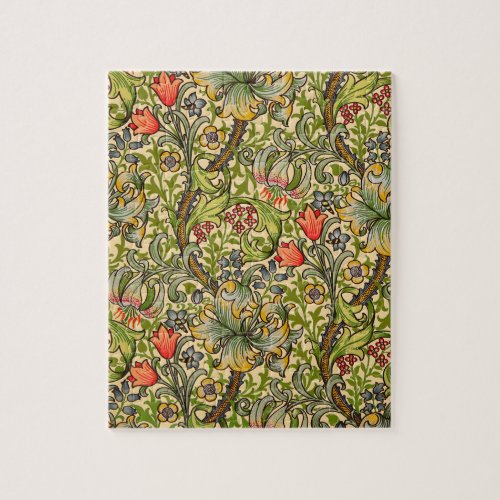 William Morris Golden Lily Vintage Floral Design Jigsaw Puzzle