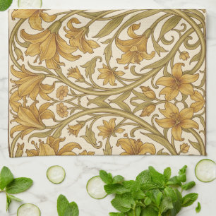 William Morris Golden Lily Vintage Floral Design Kitchen Towel