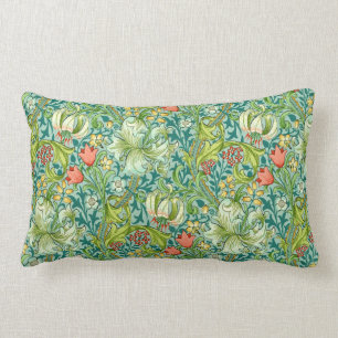 William Morris Golden Lily Vintage Floral Design Lumbar Pillow