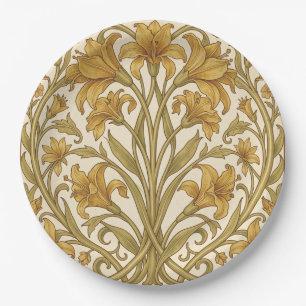 William Morris Golden Lily Vintage Floral Design Paper Plates