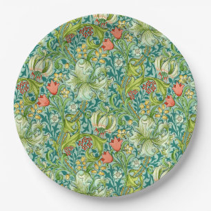 William Morris Golden Lily Vintage Floral Design Paper Plates