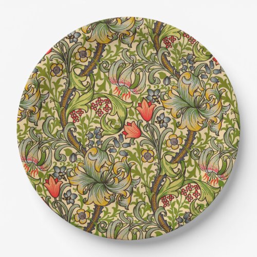 William Morris Golden Lily Vintage Floral Design Paper Plates