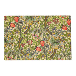 $34.95 Green Floral Reversible Cloth Placemats 18.75 x 12.75 