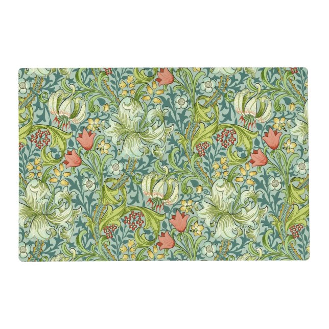 William Morris Golden Lily Vintage Floral Design Placemat (Front)