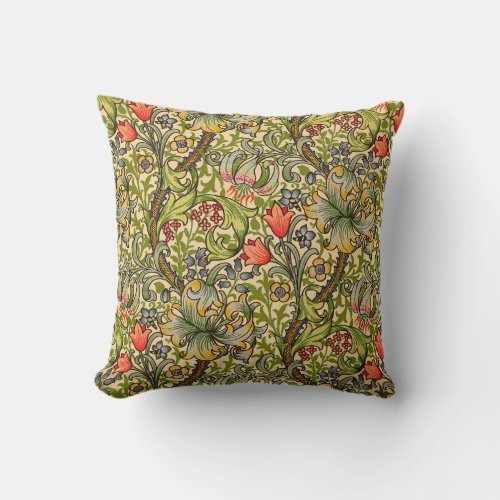 William Morris Golden Lily Vintage Floral Design Throw Pillow