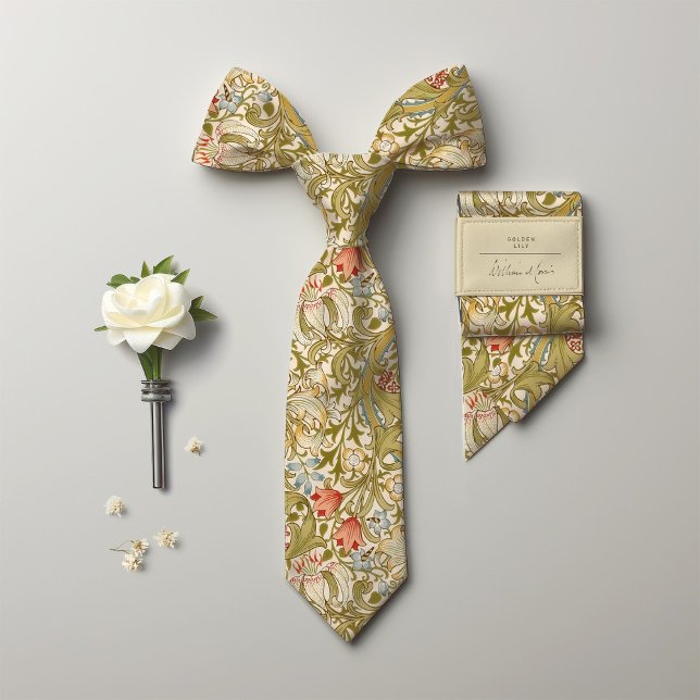 William Morris Golden Lily Vintage Pattern Neck Tie (Dress to Impress with Golden Lily: More than a Tie, It's Artwork Around Your Neck.)