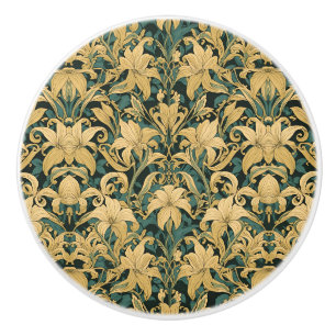 William Morris Golden Lily Vintage Pre-Raphaelite Ceramic Knob