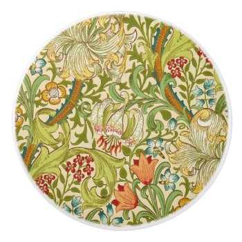 William Morris Golden Lily Vintage Pre-raphaelite Ceramic Knob by artfoxx at Zazzle