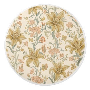 William Morris Golden Lily Vintage Pre-Raphaelite Ceramic Knob