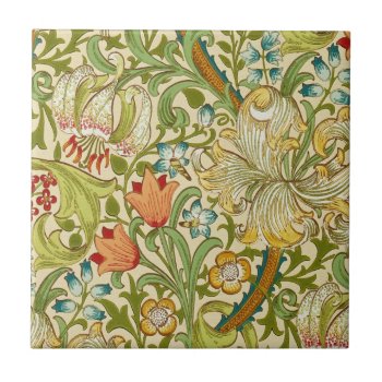 William Morris Golden Lily Vintage Pre-raphaelite Ceramic Tile by artfoxx at Zazzle