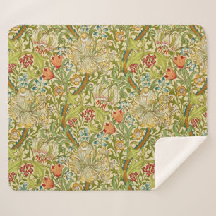 William Morris Golden Lily Vintage Pre-Raphaelite Sherpa Blanket