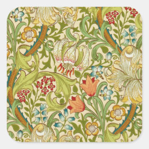 William Morris Golden Lily Vintage Pre-Raphaelite Square Sticker