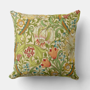 William Morris Golden Lily Vintage Pre-Raphaelite Throw Pillow